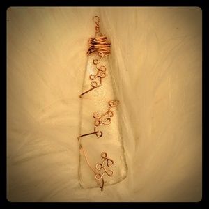 Sea glass wire wrapped pendant